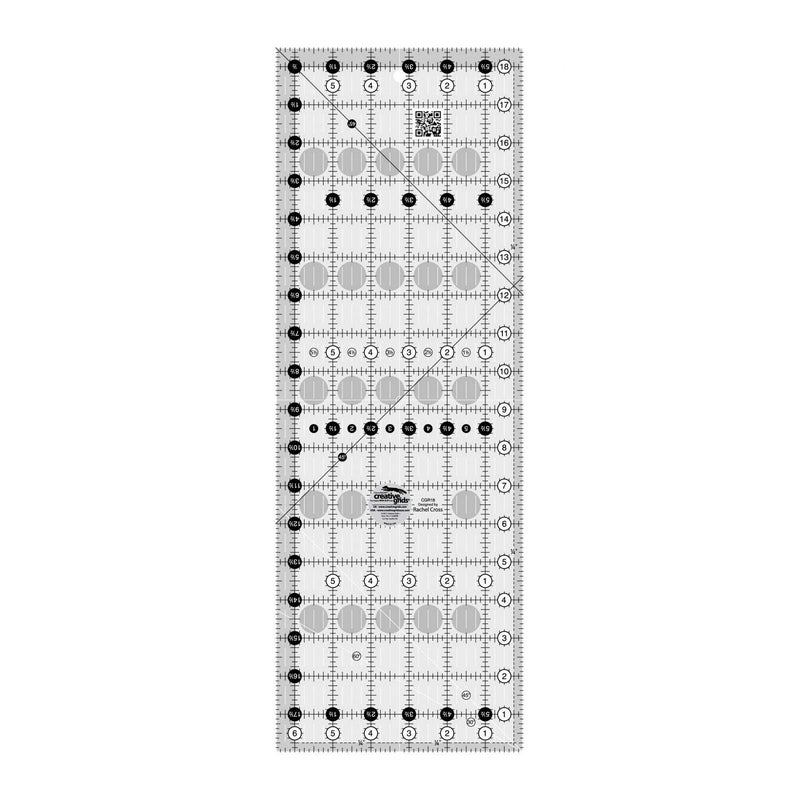 Creative Grids Quilt Ruler 6-1/2in x 18-1/2in Rectangle â€“ CGR18 â€“ Made in USA, Non-Slip Grip Acrylic Quilting, Sewing, Crafting, Patchwork Ruler for Measuring & Cutting Fabric - Image 1